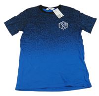 Nové - Černo-modré vzorované tričko s potiskem H&M