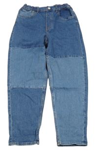 Modro-světlemodré loose fit rifle H&M