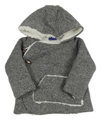 Sivá melírovaná pletená zateplená bunda s kapucňou Lupilu