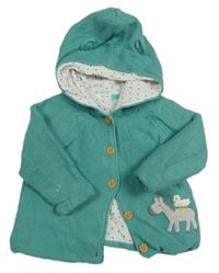 Zelený podšitý propínací svetr se zvířaty a kapucí John Lewis