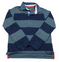 Tmavomodro-modrošedé poruhované polo triko M&Co.