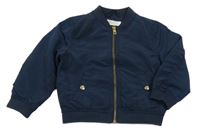 Tmavomodrý šusťákový jarní bomber H&M