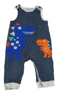 Tmavomodré melírované na traké tepláky s dinosaurami Bluezoo