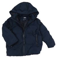 Tmavomodrá šušťáková zimná bunda s kapucňou Zara