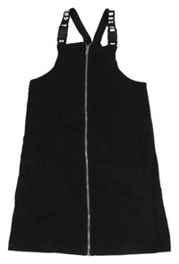 Černé plátěné propínací laclové šaty 