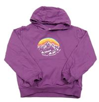 Fialová mikina s horami a kapucí Mountain Warehouse