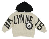 Smetanovo-černá mikina s nápisem a kapucí - NBA