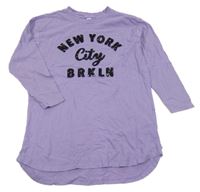 Fialová tunika s nápisy z flitrů Page one young