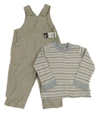 Bílo-šedo-hnědé pruhované triko George