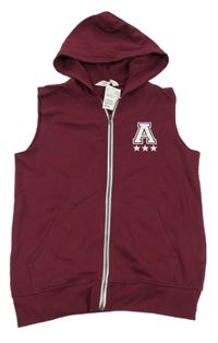 Nové - Vínová tepláková prepínaci vesta s písmenem a kapucňou H&M