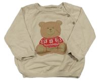 Béžový sveter s medvěďom Tu