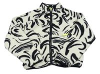 Bílo-černá vzorovaná huňatá bunda 