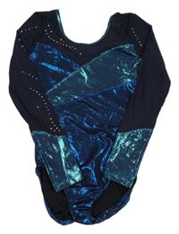 Tmavomodré třpytivé taneční body s kamínky 