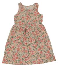 Ružovo-zelené kvetované bavlnené šaty H&M