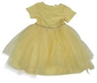 Žluté strukturované šaty s tylem H&M