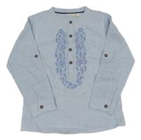 Světlemodro-biela pruhovaná polo košeľa s výšivkou Jojo Maman Bébé