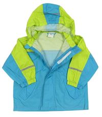 Modro-zelená nepromokavá bunda s kapucňou