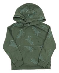 Zelenošedá mikina s dinosaurami a kapucňou H&M
