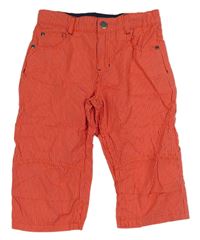Červeno-bílé pruhované plátěné capri kalhoty Kids