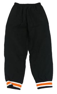 Čierne šušťákové cuff nohavice s prúžkami Shein