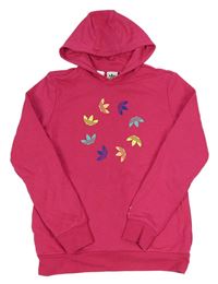 Fuchsiová mikina s logy a kapucňou zn. Adidas