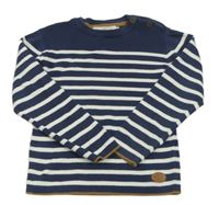 Tmavomodro-biely pruhovaný rebrovaný sveter H&M