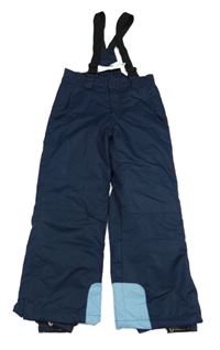 Nové - Tmavomodré šusťákové oteplovačky s kšandami Lupilu