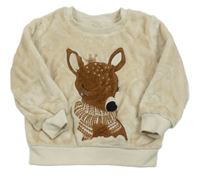 Béžová chlpatá mikina so srnkou C&A