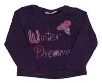 Lilková mikina s nápisom a kvietkami Bob de Bear