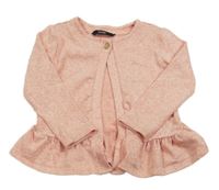 Ružový melírovaný svetrový cardigán s volánikom George