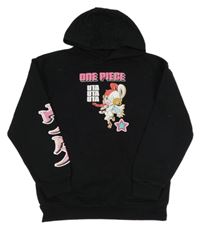 Černá mikina s holčičkou a kapucí 