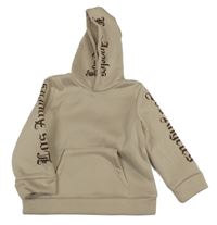 Béžová mikina s nápismi a kapucňou
