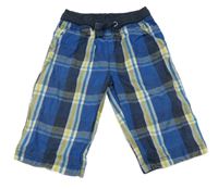 Modro-farebné kockované plátenné kraťasy Mothercare