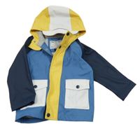 Modro-tmavomodro-žlutá nepromokavá bunda s kapucí C&A