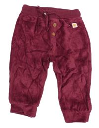 Tmavoružové zamatové nohavice so srdiečkom Smile