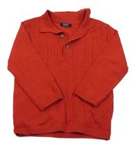 Červený vzorovaný sveter s golierikom Next