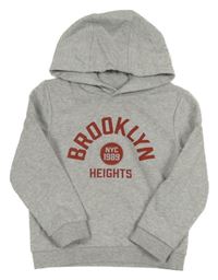 Šedá melírovaná mikina s nápisem a kapucí Kiabi