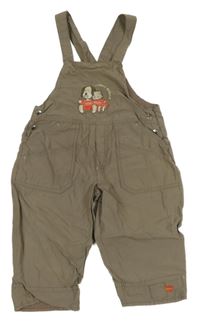 Béžové šušťákové podšité na traké nohavice so zvieratkami