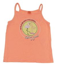 Neónově ružový crop top s plameňákem a nápisom Y.F.K.