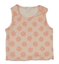 Svetloružový rebrovaný kvetovaný top Shein