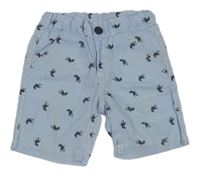 Modro-bílé plátěné kraťasy s dinosaury Dopodopo