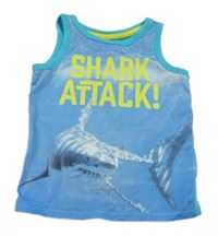 Modro-tyrkysové tielko so žralokom a nápisom Dopodopo