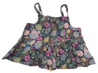 Šedý crop halenkový top s květy Dopodopo