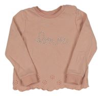 Svetloružová mikina s nápisom a dirkovaným vzorom F&F