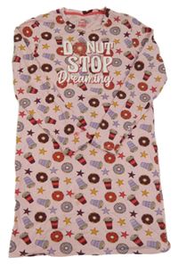 Světlerůžová noční košile s donuty We
