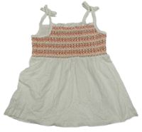 Bielo-korálová žabičková peplum tunika C&A