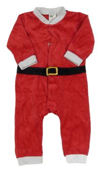 Červeno-bílý sametový overal - Santa H&M