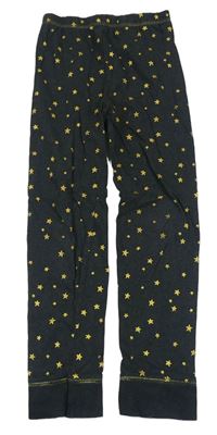 Tmavosivé melírované pyžamové nohavice so zlatými hviezdičkami Tu