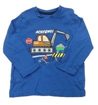 Cobaltovoě modré tričko s buldozerem Topomini