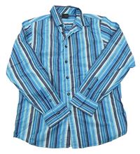 Modro-bílo-azurovo-tmavomodrá pruhovaná košile Next